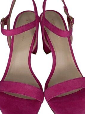 NEW STUART Weitzman Women’s Dancer 75 Block Heel Sandals – Peonia Pink Size 8.5